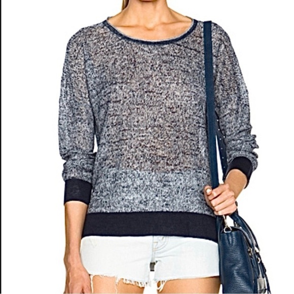 Rag & Bone Skye Linen Pullover In Navy - Picture 2 of 8